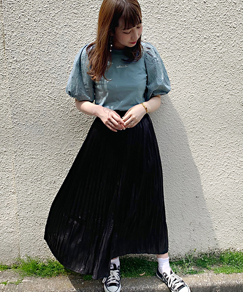 apres jour（アプレジュール）の「袖レースロゴ刺繍Tシャツ【ZOZOTOWN限定アイテム】（Tシャツ/カットソー・レディース・ブラック/オフホワイト/ブルー/オレンジ系その他・フリー）」の18枚目の写真