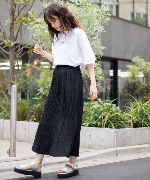 WEGO（ウィゴー）の「WEGO/ワッシャープリーツロングスカート（スカート・レディース・ブラック/オフホワイト/イエロー/ライトピンク/ブラウン・FREE）」の22枚目の写真