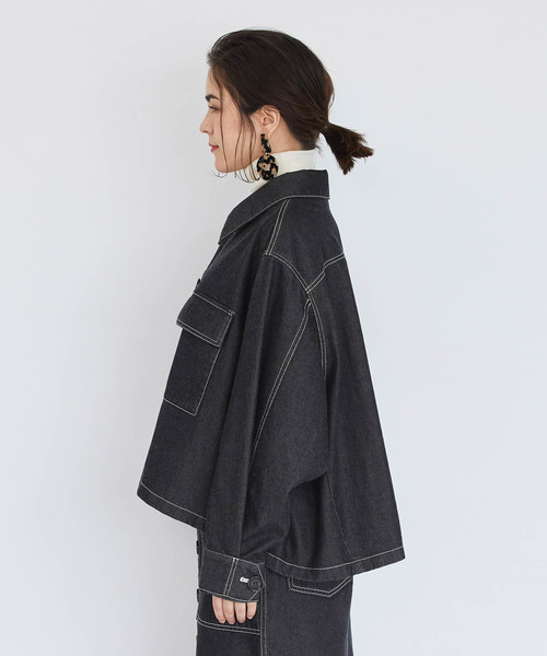 ADAM ET ROPE'（アダムエロペ）の「ステッチワークミリタリージャケット（ミリタリージャケット・レディース・オフホワイト/ブラック・FREE）」の15枚目の写真