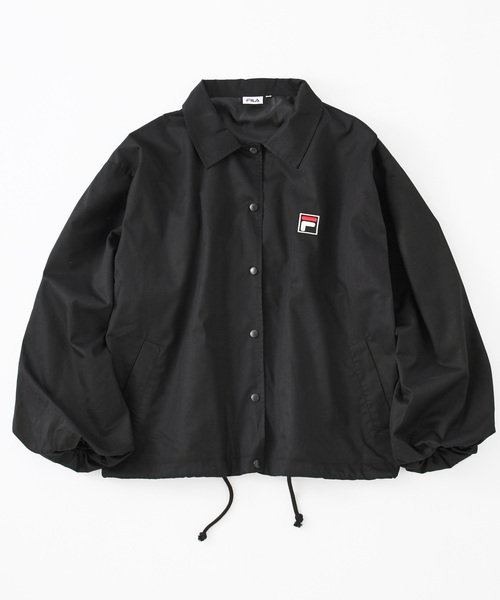 Chaco closet(チャコ クローゼット)の「【FILA フィラ】別注 袖ボリュームビックシルエットフード付き コーチジャケット(ブルゾン・レディース・ベージュ/パープル系その他/ブラック・FREE)」の9枚目の写真