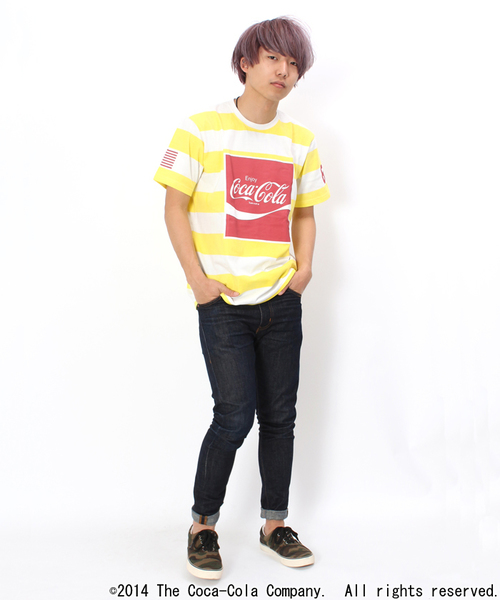 WEGO(ウィゴー)の「WEGOオリジナルルーズTシャツ(Coca-Cola)(Tシャツ/カットソー・メンズ・ホワイト/ブラック/イエロー系その他・MEDIUM/LARGE)」の8枚目の写真