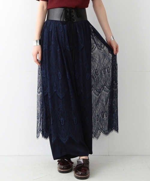Ray BEAMS（レイビームス）の「Ray BEAMS / レースシアー ギャザースカート（スカート・レディース・オフホワイト/ネイビー・ONE SIZE）」の10枚目の写真