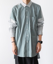 KAZUYUKI KUMAGAI ATTACHMENT | 50/1ストレッチストライプ ドロップショルダー2WAYレギュラーカラーシャツ(シャツ/ブラウス)