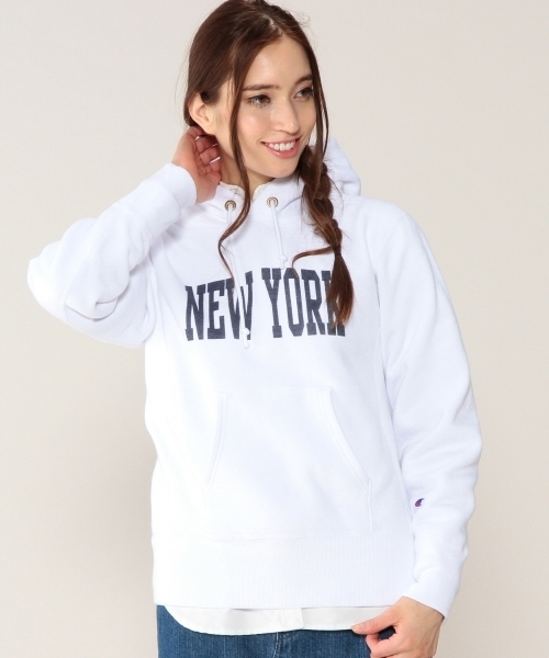 Champion（チャンピオン）の「[チャンピオン]Champion R/W LOGO HOODEDパーカー（パーカー・レディース・ホワイト/グレー/ネイビー・SMALL）」の11枚目の写真