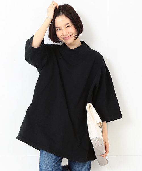 BEAMS BOY（ビームスボーイ）の「CAMBER / モックネック カスタム Tシャツ（Tシャツ/カットソー・レディース・ネイビー/ホワイト/ブラック・XX-LARGE）」の3枚目の写真