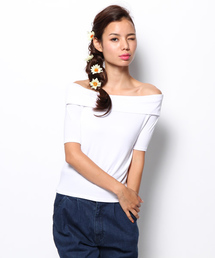 TWNROOM | 折り返しオフショル5分袖(Tシャツ/カットソー)