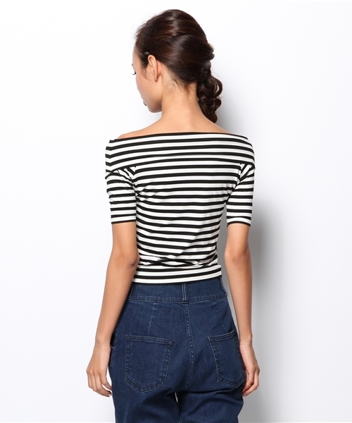 TWNROOM（ツインルーム）の「折り返しオフショル5分袖（Tシャツ/カットソー・レディース・ブラック系その他/ホワイト/ネイビー・FREE）」の6枚目の写真