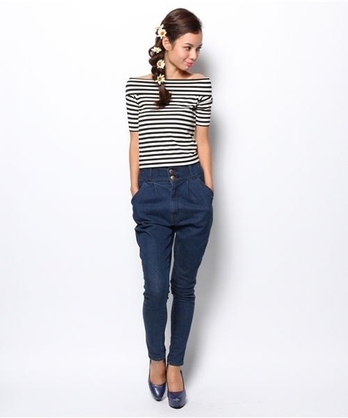 TWNROOM（ツインルーム）の「折り返しオフショル5分袖（Tシャツ/カットソー・レディース・ブラック系その他/ホワイト/ネイビー・FREE）」の7枚目の写真