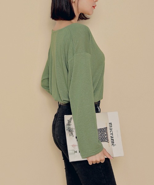 HOTPING（ホッピン）の「HOTPING リネンVネックカーディガン（カーディガン/ボレロ・レディース・ホワイト/ブラック/カーキ/ブラウン・M/S）」の13枚目の写真