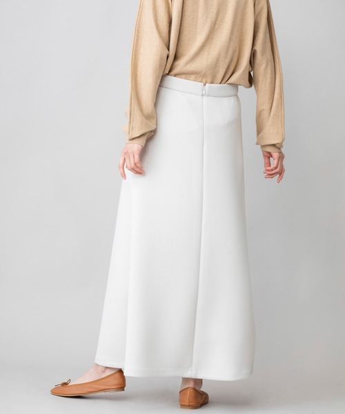 Munich（ミューニック）の「ダブルニットツイルロングフレアスカート(セットアップ可)（スカート・レディース・グレイッシュベージュ/ブラウン/ブラック×ホワイト/ブラック・M/XS/S）」の10枚目の写真