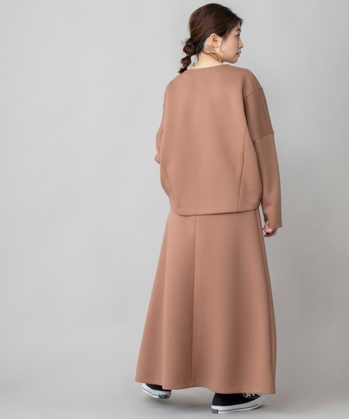 Munich（ミューニック）の「ダブルニットツイルロングフレアスカート(セットアップ可)（スカート・レディース・グレイッシュベージュ/ブラウン/ブラック×ホワイト/ブラック・M/XS/S）」の14枚目の写真