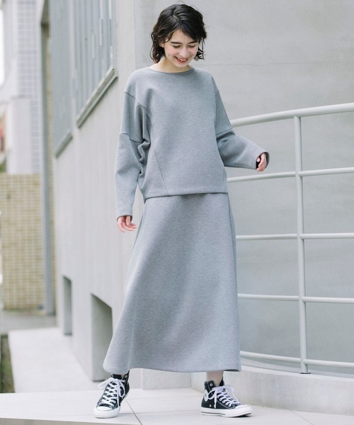 Munich（ミューニック）の「ダブルニットツイルロングフレアスカート(セットアップ可)（スカート・レディース・グレイッシュベージュ/ブラウン/ブラック×ホワイト/ブラック・M/XS/S）」の21枚目の写真