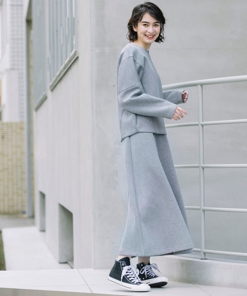 Munich（ミューニック）の「ダブルニットツイルロングフレアスカート(セットアップ可)（スカート・レディース・グレイッシュベージュ/ブラウン/ブラック×ホワイト/ブラック・M/XS/S）」の22枚目の写真