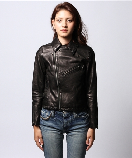 HYSTERIC GLAMOUR(ヒステリックグラマー)の「ラムレザーダブルライダースJK(ブルゾン・レディース・ピンク/ブラック・MEDIUM/SMALL)」の5枚目の写真