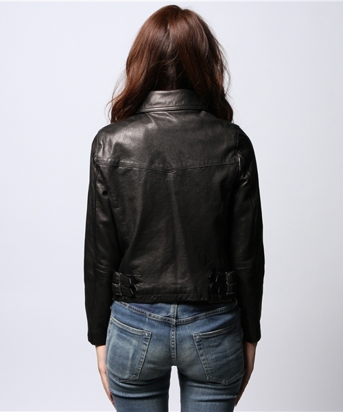 HYSTERIC GLAMOUR(ヒステリックグラマー)の「ラムレザーダブルライダースJK(ブルゾン・レディース・ピンク/ブラック・MEDIUM/SMALL)」の7枚目の写真