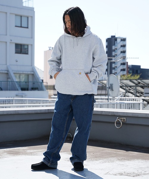 Carhartt(カーハート)の「carhartt(カーハート) Loose Fit Midweight Hooded Sweatshirt オーバーサイズ プルオーバーパーカー カンガルーポケット ワンポイント ミニロゴ ユニセックス(パーカー・レディース・ブラック/グレー/ネイビー/モスグリーン/チャコール・S/M/L/XL/XXL/2XL)」の21枚目の写真