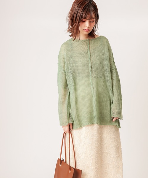 natural couture（ナチュラルクチュール）の「モヘアライクふんわり透かしニット（ニット/セーター・レディース・ブラウン/ピンク/グリーン・FREE）」の12枚目の写真