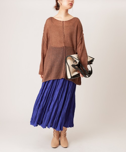 natural couture（ナチュラルクチュール）の「モヘアライクふんわり透かしニット（ニット/セーター・レディース・ブラウン/ピンク/グリーン・FREE）」の4枚目の写真