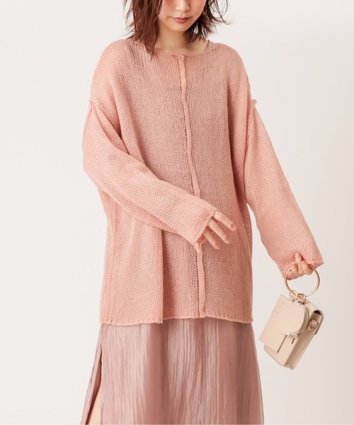 natural couture（ナチュラルクチュール）の「モヘアライクふんわり透かしニット（ニット/セーター・レディース・ブラウン/ピンク/グリーン・FREE）」の13枚目の写真