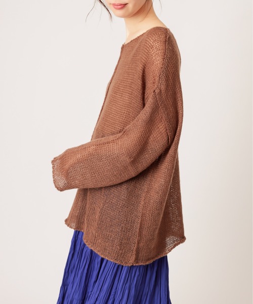 natural couture（ナチュラルクチュール）の「モヘアライクふんわり透かしニット（ニット/セーター・レディース・ブラウン/ピンク/グリーン・FREE）」の20枚目の写真