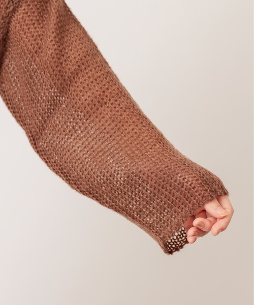 natural couture（ナチュラルクチュール）の「モヘアライクふんわり透かしニット（ニット/セーター・レディース・ブラウン/ピンク/グリーン・FREE）」の15枚目の写真
