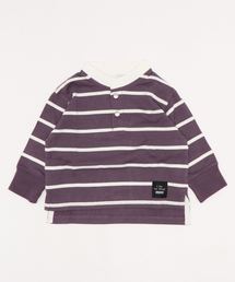 b・ROOM | ボーダースタンドカラーラガーシャツ(Tシャツ/カットソー)