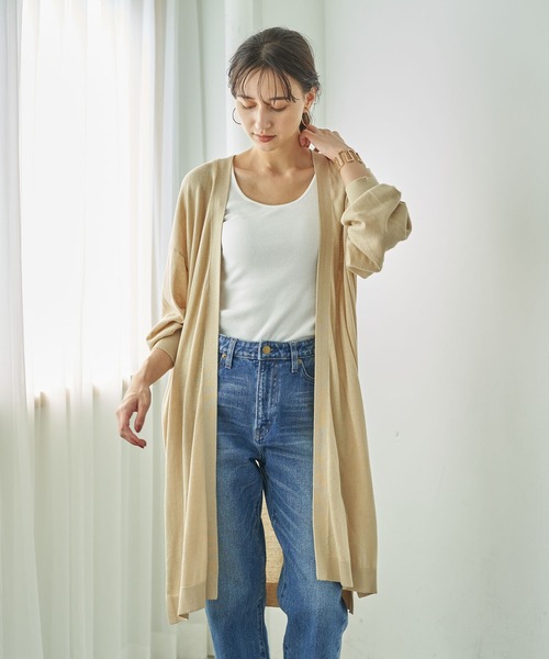 earth music&ecology（アースミュージックアンドエコロジー）の「洗えるトッパーカーディガン ＊（カーディガン/ボレロ・レディース・ブラック/カーキ/モカ/杢グレー/ライトベージュ/ブルー系その他7・FREE）」の4枚目の写真