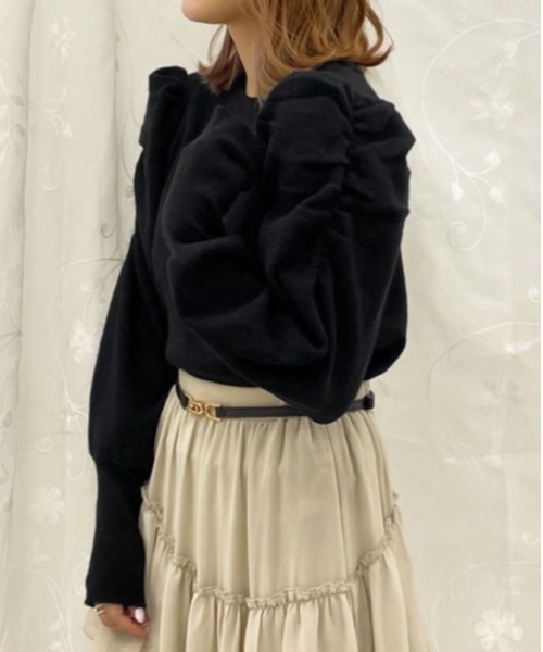 apres jour（アプレジュール）の「袖コンシャスニット【ZOZOTOWN限定アイテム】（ニット/セーター・レディース・ベージュ/アイボリー/ピンクベージュ/モカ/ブラック・X-LARGE/フリー）」の3枚目の写真