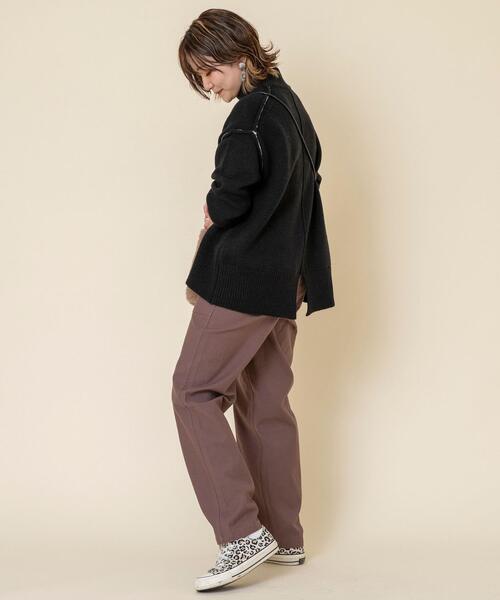 coen（コーエン）の「【WEB限定】バックスリットカラーステッチニット#（ニット/セーター・レディース・ライトグレー/ライトブルー/ブラック・FREE）」の11枚目の写真