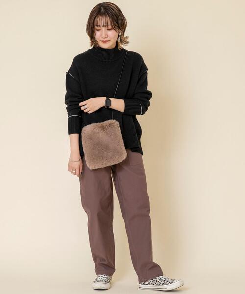 coen（コーエン）の「【WEB限定】バックスリットカラーステッチニット#（ニット/セーター・レディース・ライトグレー/ライトブルー/ブラック・FREE）」の10枚目の写真