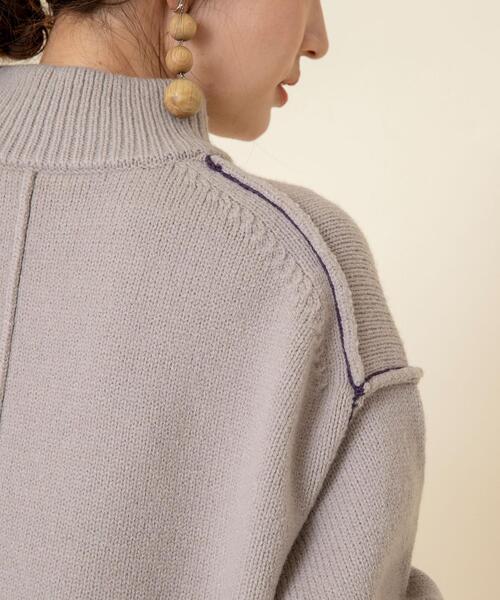 coen（コーエン）の「【WEB限定】バックスリットカラーステッチニット#（ニット/セーター・レディース・ライトグレー/ライトブルー/ブラック・FREE）」の9枚目の写真