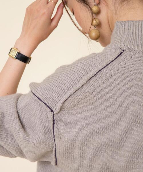 coen（コーエン）の「【WEB限定】バックスリットカラーステッチニット#（ニット/セーター・レディース・ライトグレー/ライトブルー/ブラック・FREE）」の8枚目の写真