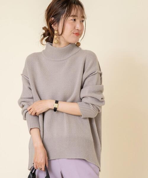 coen（コーエン）の「【WEB限定】バックスリットカラーステッチニット#（ニット/セーター・レディース・ライトグレー/ライトブルー/ブラック・FREE）」の7枚目の写真