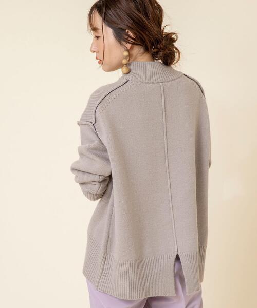 coen（コーエン）の「【WEB限定】バックスリットカラーステッチニット#（ニット/セーター・レディース・ライトグレー/ライトブルー/ブラック・FREE）」の6枚目の写真