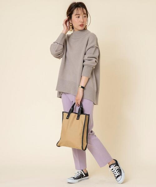 coen（コーエン）の「【WEB限定】バックスリットカラーステッチニット#（ニット/セーター・レディース・ライトグレー/ライトブルー/ブラック・FREE）」の5枚目の写真