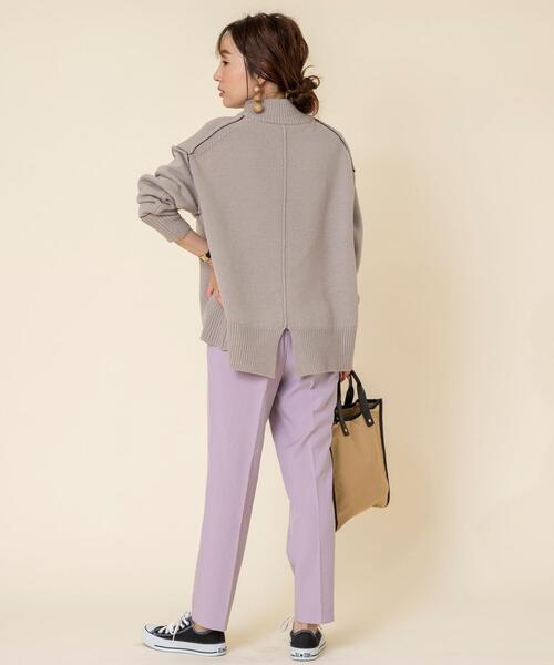 coen（コーエン）の「【WEB限定】バックスリットカラーステッチニット#（ニット/セーター・レディース・ライトグレー/ライトブルー/ブラック・FREE）」の4枚目の写真