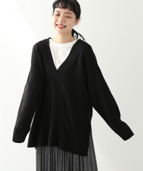 LOWRYS FARM(ローリーズファーム)の「VネックプルオーバーLS 924979(ニット/セーター・レディース・アイボリー/ブラック/ベージュ/イエロー・FREE)」の4枚目の写真