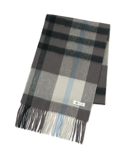 tk.TAKEO KIKUCHI（ティーケータケオキクチ）の「ウールチェック柄マフラー（ストール/ショール・メンズ・グレー系1/ブルー系1・00）」の2枚目の写真