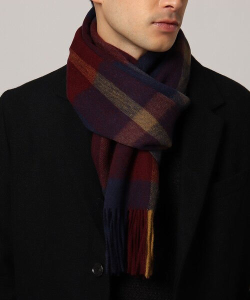 tk.TAKEO KIKUCHI（ティーケータケオキクチ）の「ウールチェック柄マフラー（ストール/ショール・メンズ・グレー系1/ブルー系1・00）」の5枚目の写真