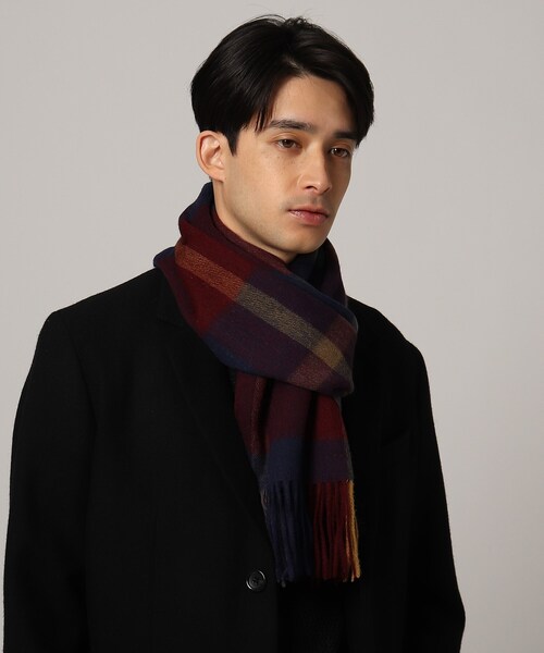 tk.TAKEO KIKUCHI（ティーケータケオキクチ）の「ウールチェック柄マフラー（ストール/ショール・メンズ・グレー系1/ブルー系1・00）」の6枚目の写真