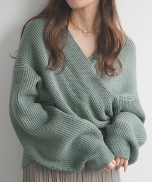 Futier land（フューティアランド）の「ウエストクロスニットプルオーバー（ニット/セーター・レディース・アイボリー/ブラック/ブルーグレー/カーキ/グレー/グリーン/モカ・FREE）」の22枚目の写真