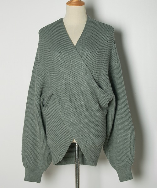 Futier land（フューティアランド）の「ウエストクロスニットプルオーバー（ニット/セーター・レディース・アイボリー/ブラック/ブルーグレー/カーキ/グレー/グリーン/モカ・FREE）」の17枚目の写真