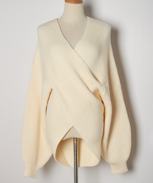 Futier land（フューティアランド）の「ウエストクロスニットプルオーバー（ニット/セーター・レディース・アイボリー/ブラック/ブルーグレー/カーキ/グレー/グリーン/モカ・FREE）」の14枚目の写真