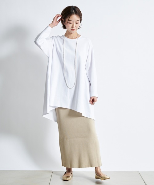 DouDou（ドゥドゥ）の「コットンリブニットスカート（スカート・レディース・ベージュ/カーキ/チャコールグレー/ライトグレー/オレンジ・FREE）」の19枚目の写真