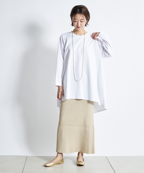 DouDou（ドゥドゥ）の「コットンリブニットスカート（スカート・レディース・ベージュ/カーキ/チャコールグレー/ライトグレー/オレンジ・FREE）」の22枚目の写真