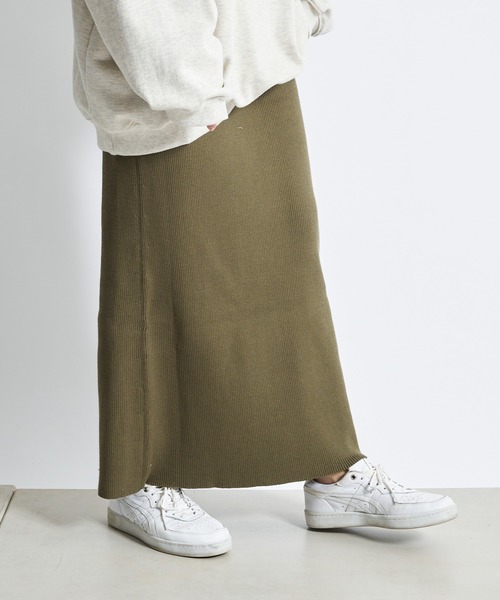 DouDou（ドゥドゥ）の「コットンリブニットスカート（スカート・レディース・ベージュ/カーキ/チャコールグレー/ライトグレー/オレンジ・FREE）」の21枚目の写真