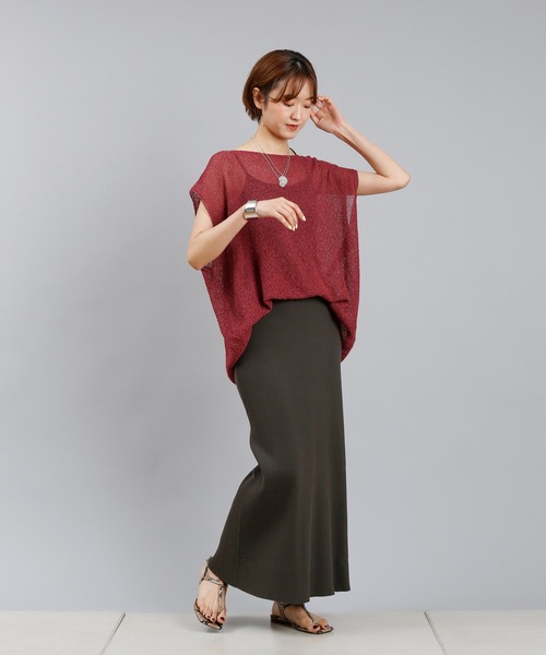 DouDou（ドゥドゥ）の「コットンリブニットスカート（スカート・レディース・ベージュ/カーキ/チャコールグレー/ライトグレー/オレンジ・FREE）」の8枚目の写真