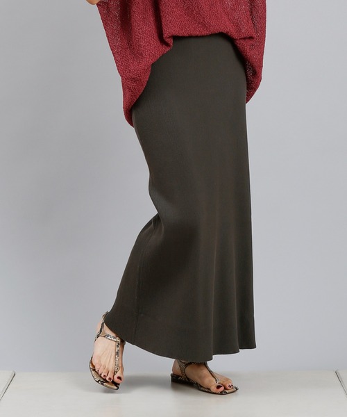 DouDou（ドゥドゥ）の「コットンリブニットスカート（スカート・レディース・ベージュ/カーキ/チャコールグレー/ライトグレー/オレンジ・FREE）」の9枚目の写真