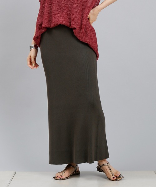 DouDou（ドゥドゥ）の「コットンリブニットスカート（スカート・レディース・ベージュ/カーキ/チャコールグレー/ライトグレー/オレンジ・FREE）」の12枚目の写真
