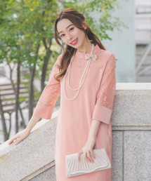 Retica（レティカ）の「パーティードレス レース切替 ひざ丈 ワンピース 大きいサイズ 低身長 20代 30代 お呼ばれ 結婚式（ドレス）」